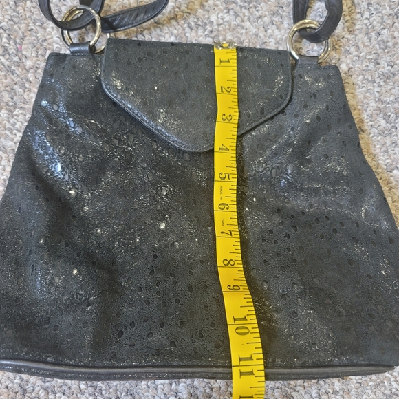 Vintage Due Fratelli Leather Black Shimmer Shoulder Bag - Picture 9 of 10